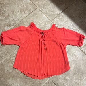 A. Byer Vibrant Red Blouse with Tie Front